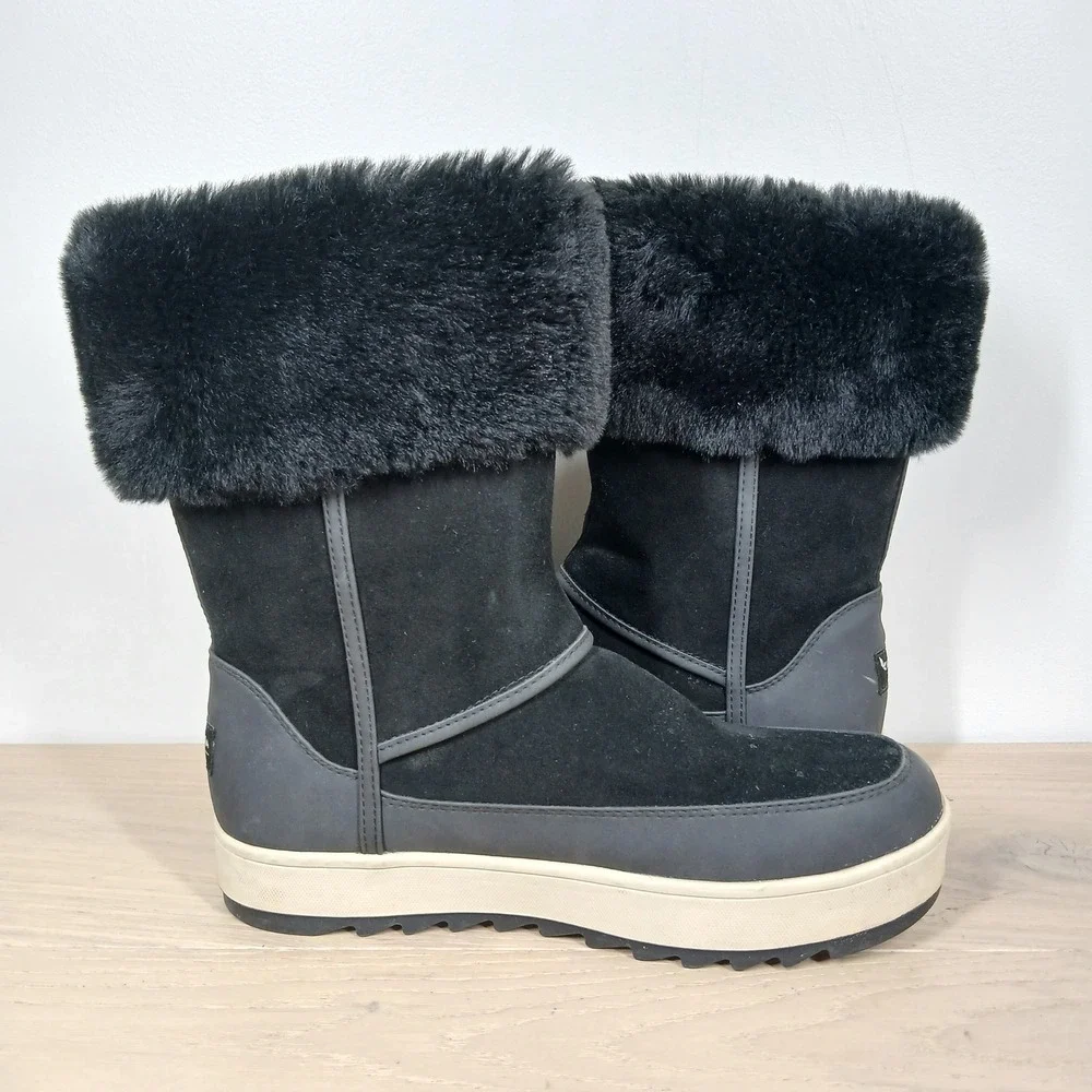 Koolaburra By UGG Boots Womens 8 Black Faux Fur Side Zip Platform Winter Y2K - Picture 6 of 12